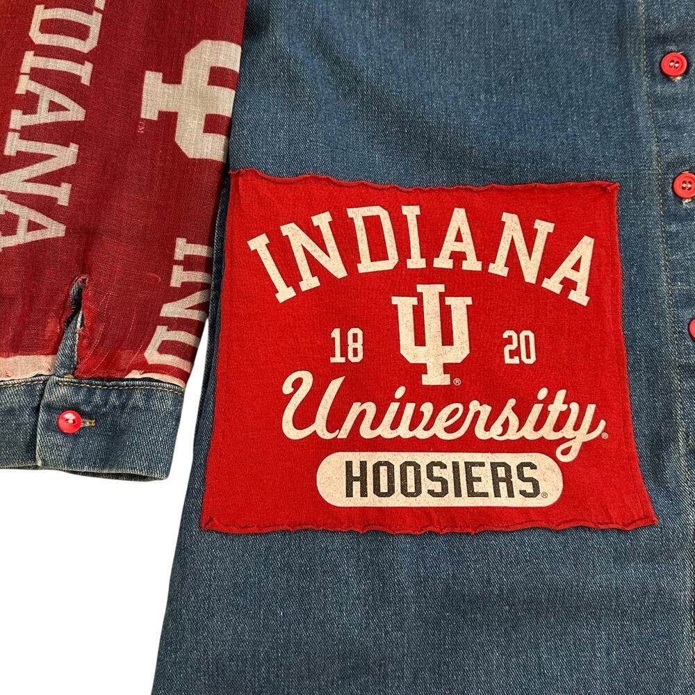 Indiana University Hooser Repurposed Hooded Duster Jacket Medium - Picture 6 of 12